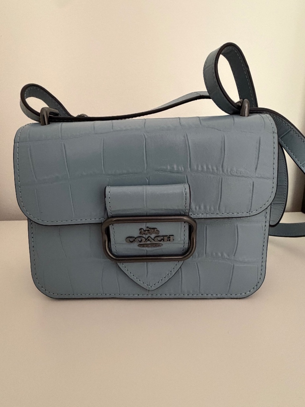 COACH Blue Flap Bag – Like New